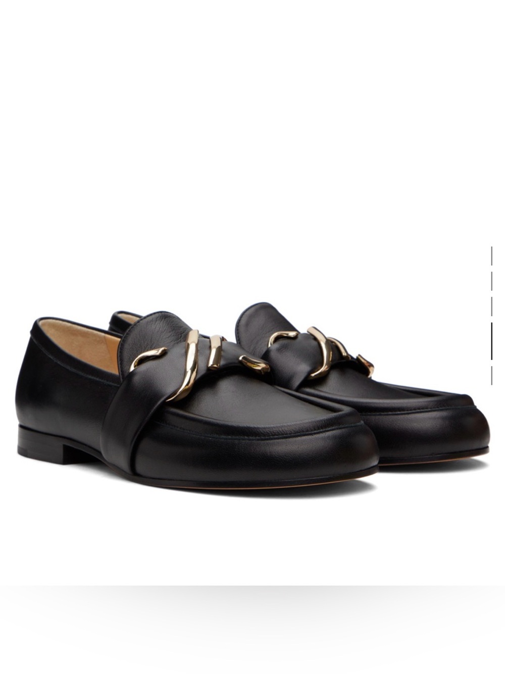 NEW Proenza Schouler Monogram Loafers Black Leather Gold Hardware EU 35.5 w/ box